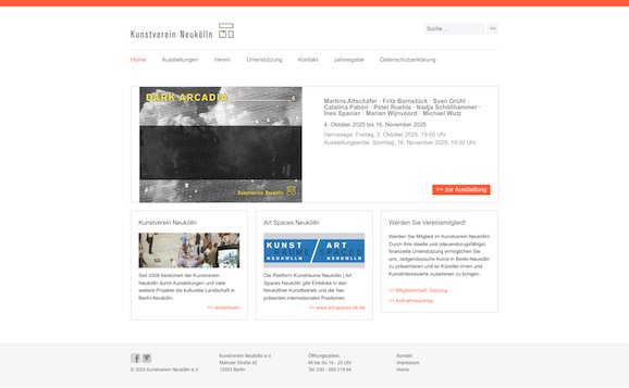 Website des Berliner Kunstverein Neukölln