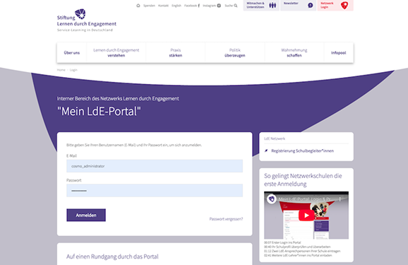 Netzwerkportal der Stiftung Lernen durch Engagement